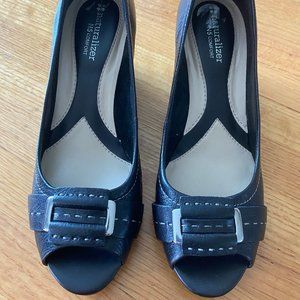 Naturalizer Beata Black Leather Wedges